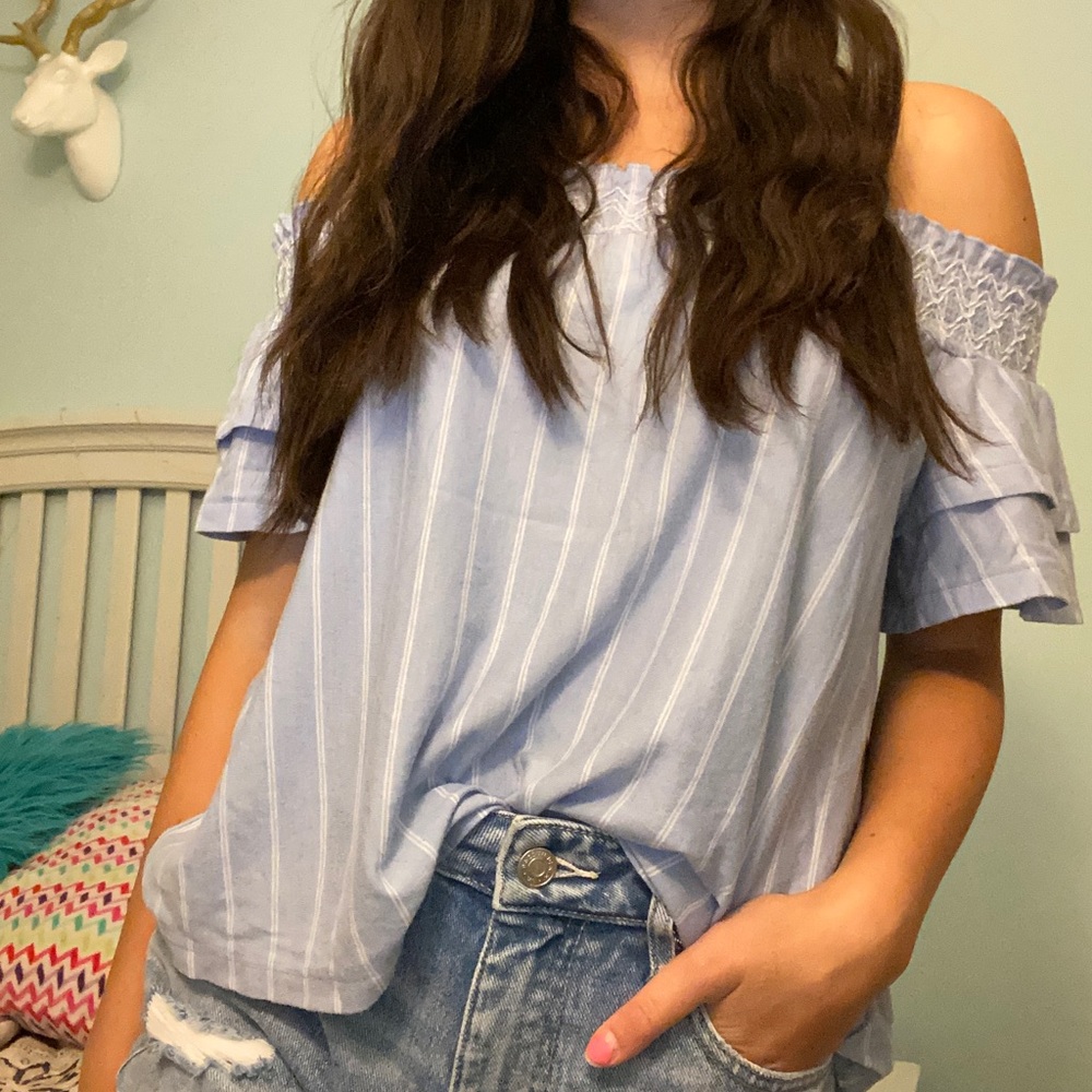 American Eagle Blue Off the Shoulder Top